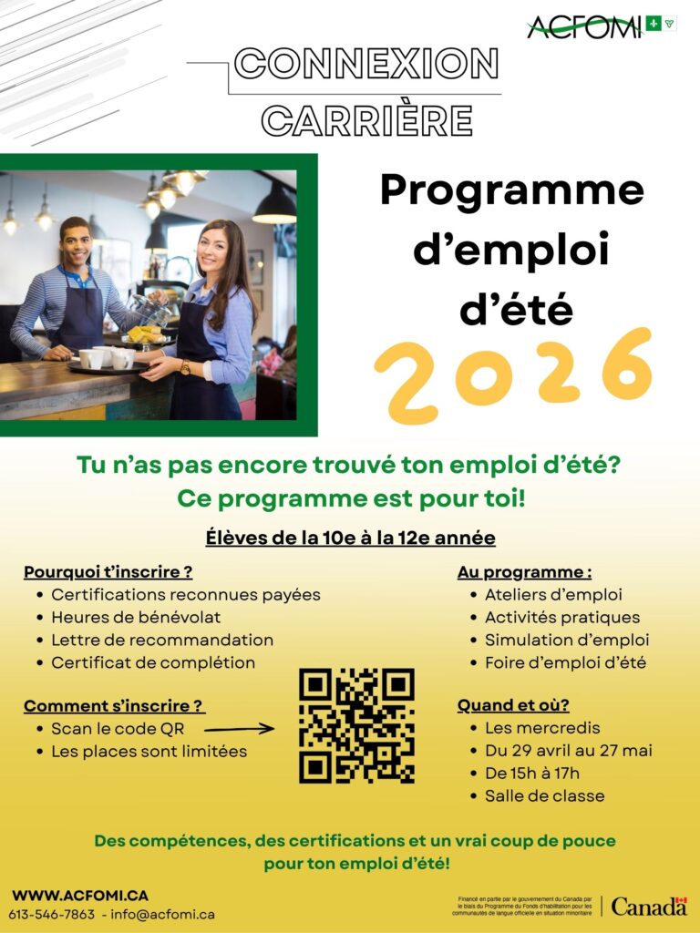 affiche programme d'emploi d'été 2026